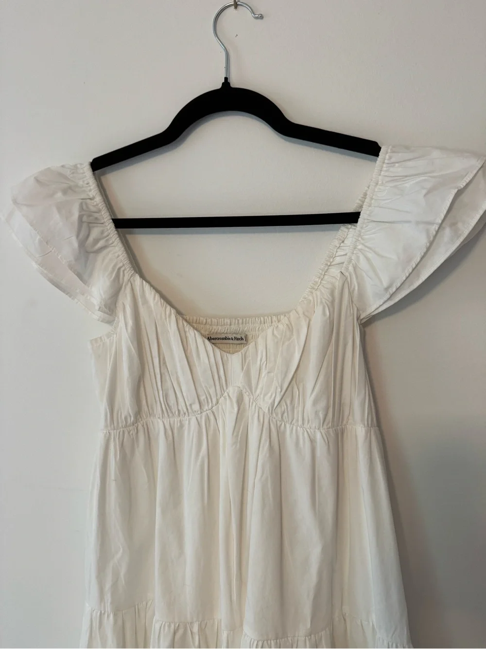 Abercrombie & Fitch White Tiered Maxi Dress with Ruffled Straps XS